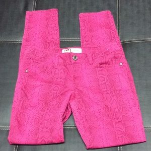 Pink snakeskin skinny jean